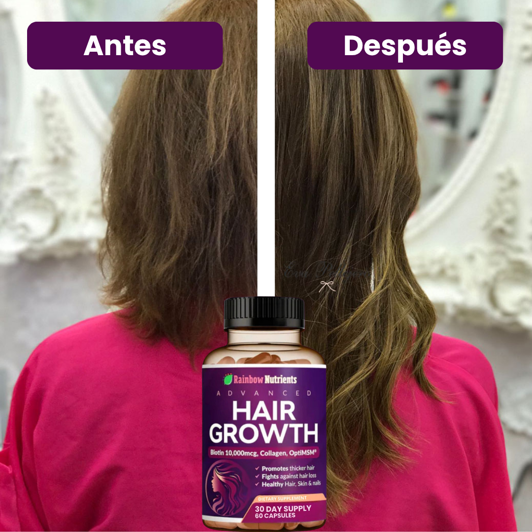 Headline: “Recupera un Cabello Más Grueso, Suave y Saludable — En Sólo Semanas